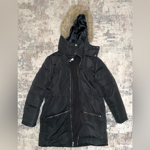 Old Navy faux fur puffer parka size small petite - Picture 1 of 3